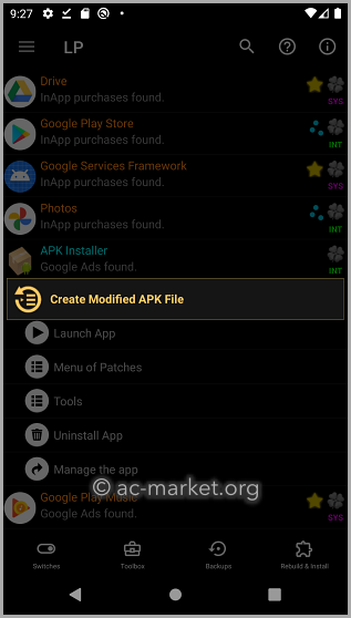 lucky patcher create modified apk